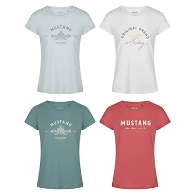 Afbeelding van Mustang Alexia C LOGO Tshirt print coral, Dames, Maat: Large, Coral