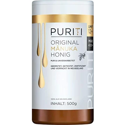 Afbeelding van PURITI Manuka Honing MGO 400+ 500g uit Nieuw Zeeland gecertificeerd, laboratorium getest, zuiver natuurproduct, vrij van additieven, premium kwaliteit
