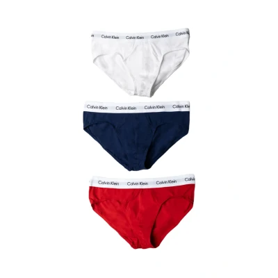 Afbeelding van Calvin Klein Underwear HIP Brief 3 PACK Slip, Heren, Maat: Small, White / red ginger pyro blue