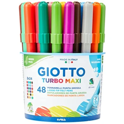 Afbeelding van GIOTTO Turbo Maxi doos met 48 viltstiften brede punt, 5 mm, super wasbaar