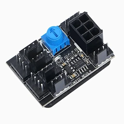 Afbeelding van 3 pins 4 ventilatoradapter PWM PC chassis koelventilator hub 8 weg splitter 12V snelheidsregelaar met 6 voedingspoort