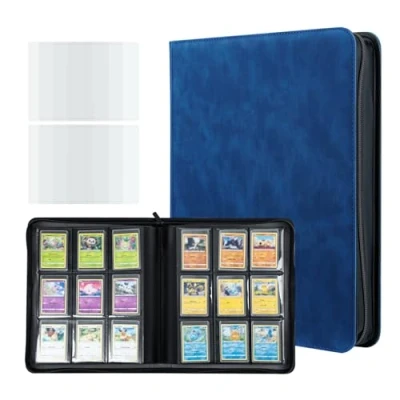 Afbeelding van Tolesum Toploader Verzamelkaartenalbum 216 Toploader, 9 vakken, met 10 stuks 35PT 7,6 x 10,16 cm, map voor TCG, MTG kaarten, verzamelalbums, denim blauw