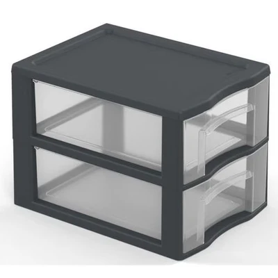 Afbeelding van Sundis Mini Storage TOWER TAG A4 formaat 2 lades met labelhouder en anti valsysteem antracietgrijs 0457002