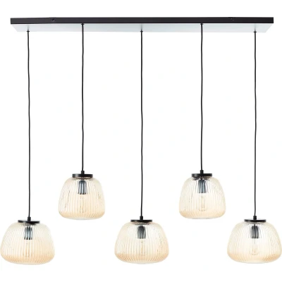 Afbeelding van Brilliant Kaizen Hanglamp 5 lichts E27 max 5x25W Glas Amber Zwart