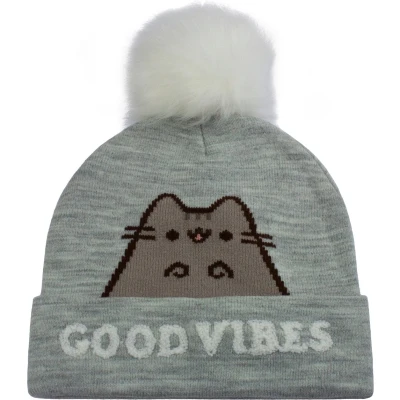 Afbeelding van Pusheen &quot;Good Vibes&quot; Grijs en Wit Pomponmuts