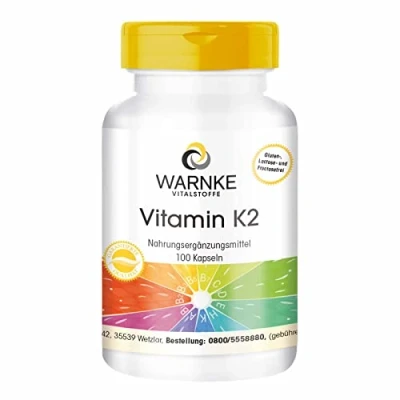 Afbeelding van Vitamine K2 capsules 100µg MK 7 per capsule hoge dosering &amp; veganistisch 100 Warnke Vitalstoffe Duitse apothekerskwalitei