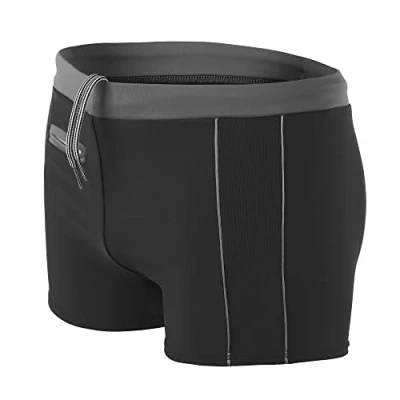 Afbeelding van Aquarti Heren Zwembroek Kort met Contrasterende Biezen, 010 Zwart/Grijs, XL
