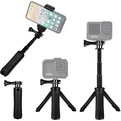 Afbeelding van Taisioner Mini Selfie Stick Statief Kit Twee in Een Compatibel met GoPro AKASO Actie Camera en Mobiele Telefoon Accessoires Kid Volwassen Beschikbaar