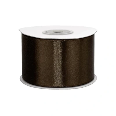 Afbeelding van Satijnen lint 50mm x 25m rol kleurkeuze in 3/6/12/18/25/38/50/75/100 mm kleurecht en wasbaar voor bruiloft cadeaulint om te verpakken, decoreren knutselen donkerbruin 875