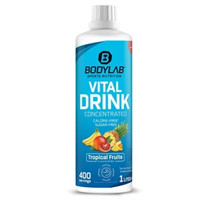 Afbeelding van Bodylab24 Vital Drink Concentrated Tropische Vruchtenmix 1000ml, drinkconcentraat suikervrij, zero siroop, met vitaminen en l carnitine, sportdrank weinig calorieën