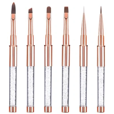 Afbeelding van Nail Art gelpenseel, 6 delig, professioneel, met dop, kwast voor semi permanente nagellak, U V, constructiekit professionele beginners