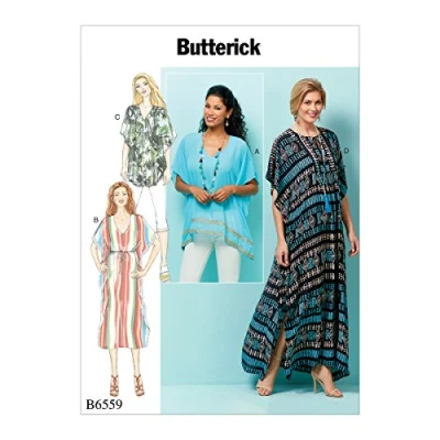 Afbeelding van Butterick Patronen 6559 ZZ Maten Large 2X Misses&#039; Top/Tuniek en Caftan, Weefsel, meerkleurig, 17 x 0,5 22 cm