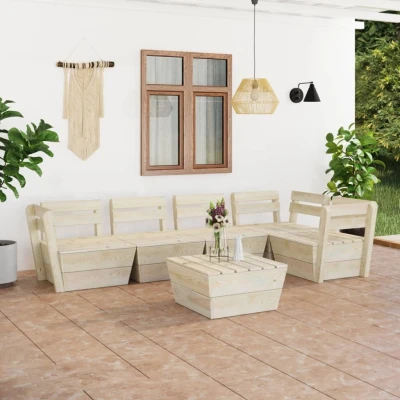 Afbeelding van 6 delige Loungeset pallet geïmpregneerd vurenhout