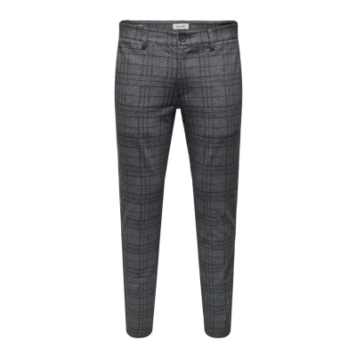 Afbeelding van Only &amp; Sons Onsmark TAP Check PANT Broek, Heren, Maat: 28x34, Dress blues