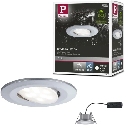 Afbeelding van Paulmann 9932 LED inbouwlamp Calla rond incl 1x6,5W IP65 dimbare inbouwspot chroom mat kastlicht kunststof 4000K