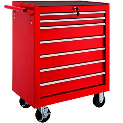 Afbeelding van tectake® Gereedschapswagen met 7 lades rood 402799