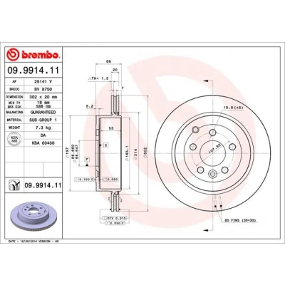 Afbeelding van Brembo Remschijf 09.9914.11
