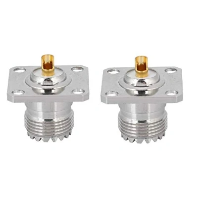 Afbeelding van 2 STUKS UHF Vrouwelijke SO239 Jack 4 Gaten Panel Chassis Mount Flens Soldeerbeker Connector, RF Coaxiale Adapter Connector voor PL259 Stekker