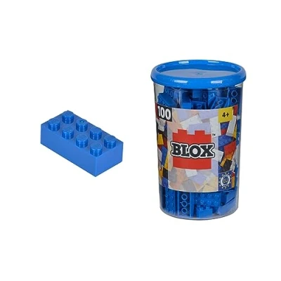 Afbeelding van Simba 104118906 Blox, 100 blauwe bouwstenen voor kinderen vanaf 3 jaar, 8 stuks, inclusief doos, hoge kwaliteit, volledig compatibel met vele andere fabrikanten
