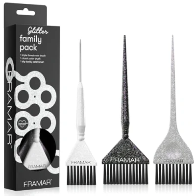 Afbeelding van FRAMAR Set Pennelli Per Tintura Capelli Pennello Tinta Capelli, Kit Decolorazione, Schiarente Confezione Da 3 Glitter