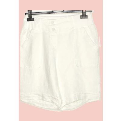 Afbeelding van Korte linnen broek met elastische talie steekzakken bermuda kleur WIT maat 38/40