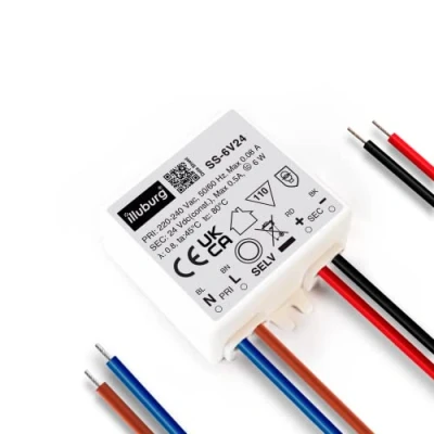 Afbeelding van illuburg Led transformator, 24 V, 6 W, zonder flikkeren, voor lamp, ledstrip, voeding, driver voeding