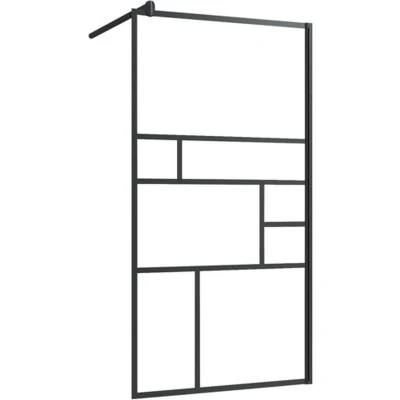 Afbeelding van vidaXL Inloopdouchewand 80x195 cm ESG glas transparant en zwart