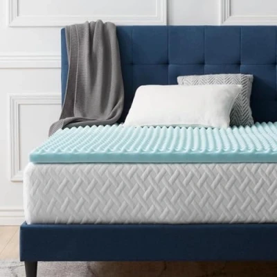 Afbeelding van LUCID Matrastopper 5 cm gel traagschuim matrasoplegger, ergonomisch gegolfd en ademend, Oeko Tex, 150 x 200 cm, blauw