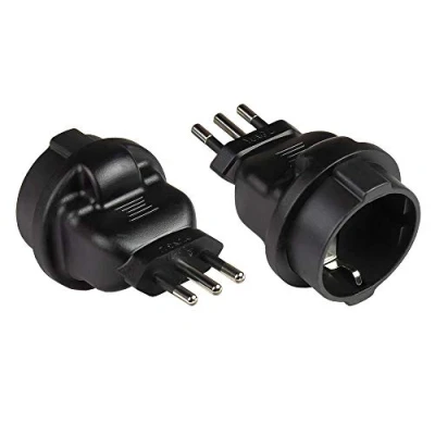 Afbeelding van Good Connections Voedingsadapter Italië stekker type L (CEI 23 16, recht) naar geaarde contactbus F (CEE 7/3, recht), zwart reisadapter/stekkeradapter/netadapter zwart, PA 6502S