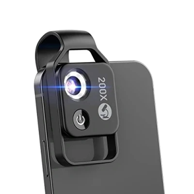 Afbeelding van Telefoonmicroscoop met CPL voor kinderen 200x mini microscoop universele clip, past alle smartphones om van microworld te genieten