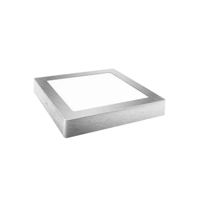 Afbeelding van LED plafondlamp 12cm opbouw vierkant Warm wit zilver 6W