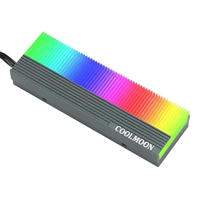 Afbeelding van 5V ARGB Dual Interface NVMe M.2 Heatsink SSD koeler voor Alleen 2280 schijven, met Thermische Pad, RGB achtergrondverlichting
