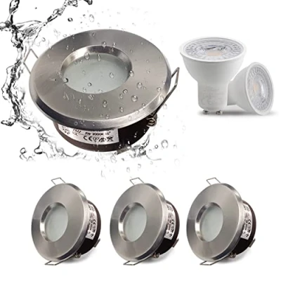 Afbeelding van 4 x Sweier IP65 waterbestendige LED spotjes voor in de badkamer, 5W warm wit 3000K, 450 lumen, geschikt badkamer en keuken, inbouwspotjes het plafond (inclusief GU10 lampjes)