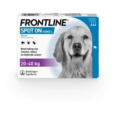 Afbeelding van Frontline Spot On Anti Vlooien en Teken Druppels Hond L 20 40 kg 3 pipetten