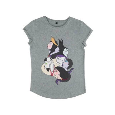 Afbeelding van Henry Tiger Villains Wicked Profile Tshirt print, Dames, Maat: Large, Melange grey