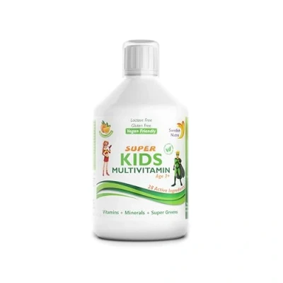 Afbeelding van Super Kids Multivitamin Multivitamine voor kinderen zonder gluten of lactose Energiebooster Oplossing met een slechte eetlust Vitamines ter ondersteuning van concentratie en geheugen Vitamine C, D3 B complex 500 ML