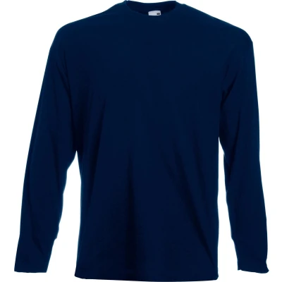 Afbeelding van Fruit Of The Loom Heren Valuegewicht T shirt met ronde hals en lange mouwen (Donker Marine)
