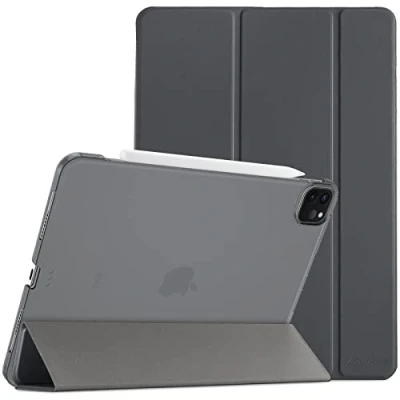 Afbeelding van ProCase Hoes voor iPad Pro 12,9&quot; 2021 5e Generatie, Schokbestendige Case Slanke Hoesje Beschermhoes Smart Folio Cover Grijs