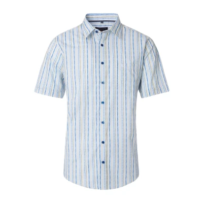Afbeelding van Casa Moda Casual Comfort Fit Overhemd Korte mouw blauw/geel