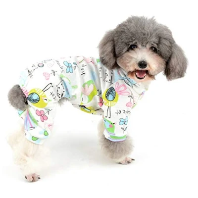Afbeelding van Zunea Kleine Hond Jumpsuit Schattige Muis Bloem Gedrukt Overalls Zachte Katoenen Pyjama Rompertjes Puppy Slaap Kleding Vier Benen Pjs voor Huisdier Katten Pups M