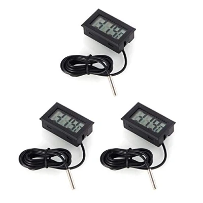 Afbeelding van WINGONEER 3 x digitale lcd thermometer met externe sonde voor koelkast en vriezer, zwart