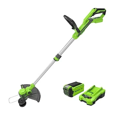 Afbeelding van Greenworks G40LT33K2 Accu Grastrimmer met Wiel voor Kleine tot Middelgrote Tuinen, 33 cm Maaibreedte, Automatische Invoer 1,65 mm Nylondraad, 40V 2Ah en Oplader
