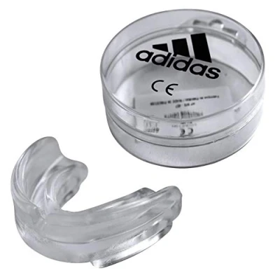 Afbeelding van adidas Volwassenen Double CE Senior mondbescherming, transparant, één maat