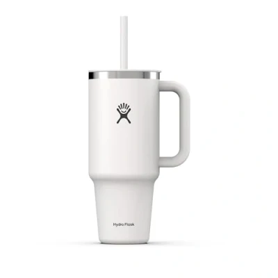 Afbeelding van Hydro Flask Travel Tumbler 1180 ml (40 oz) met afsluitbaar ingedrukt rietdeksel Roestvrij staal Dubbelwandig vacuüm geïsoleerd Spatwaterdicht deksel BPA vrij White