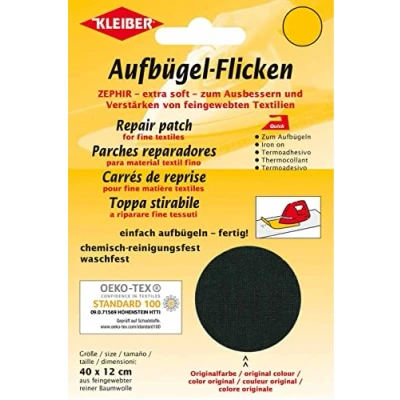 Afbeelding van Kleiber + Co.GmbH opstrijkpatches Zephir, zwart, ca. 40 cm x 12