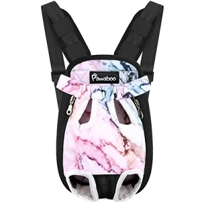 Afbeelding van Pawaboo Hondenrugzak Verstelbaar, Voorzak, Pet Front Cat Dog Carrier Backpack/Poten Buiten, Gemakkelijk te Verstellen voor Reizen, Wandelen, Kamperen, Maat S Violet