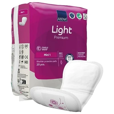 Afbeelding van ABENA Light Mini 1, 200x Inlegverband, Karton, te Dragen in aansluitend Ondergoed Voor Lichte tot Matige Urineverlies Absorptie 180 ml, roze