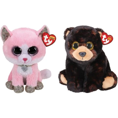 Afbeelding van Ty Knuffel Beanie Buddy Fiona Pink Cat &amp; Kodi Bear