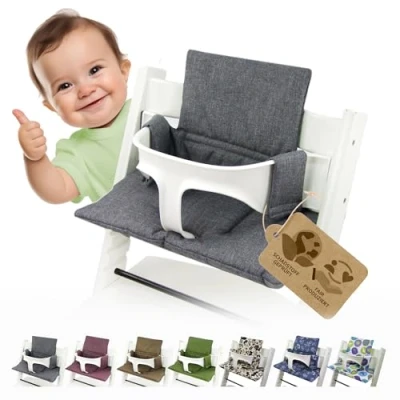 Afbeelding van Bambiniwelt Zitkussen, overtrek, reservekussen, compatibel met Stokke Tripp Trapp hoge stoel (org. donkergrijs)