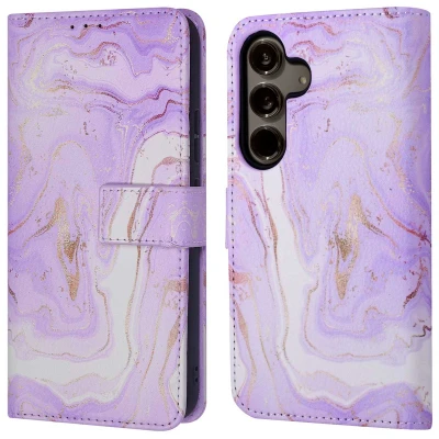 Afbeelding van Samsung Galaxy S24 Plus Hoesje Kunstleder iMoshion Bookcase Purple Marble Telefoonhoesje